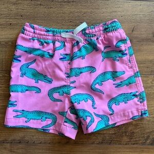 Chubbies Toddler Boys Pink Swim Trunks Shorts Green Alligator Print Lil Glades